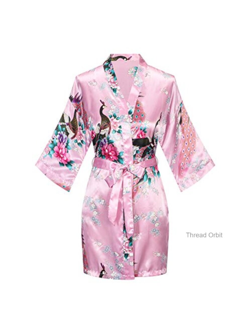 Women's Kimono Robe Satin Floral Short Bridesmaid Bathrobe Sleepwear